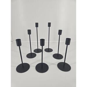 Modern Black Metal Candle Holder Set of 7 – Minimalist Taper Holders 7–10"
